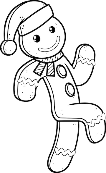 Premium vector outlined christmas gingerbread man cartoon character running vector hand drawn illustration