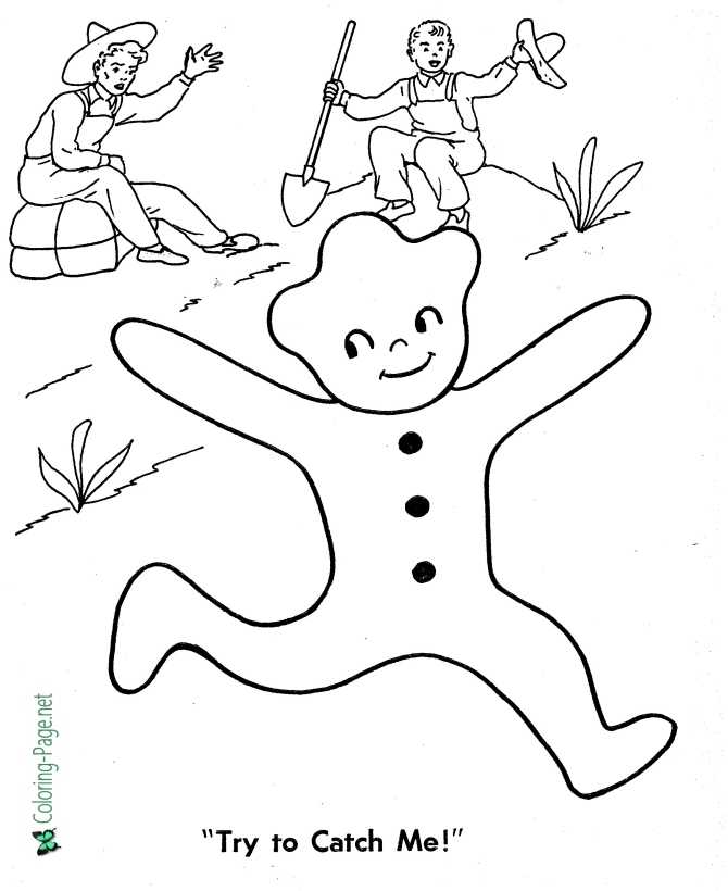 Running gingerbread man coloring page