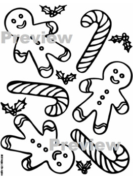 Gingerbread candy cane coloring sheet by happy little apples tpt