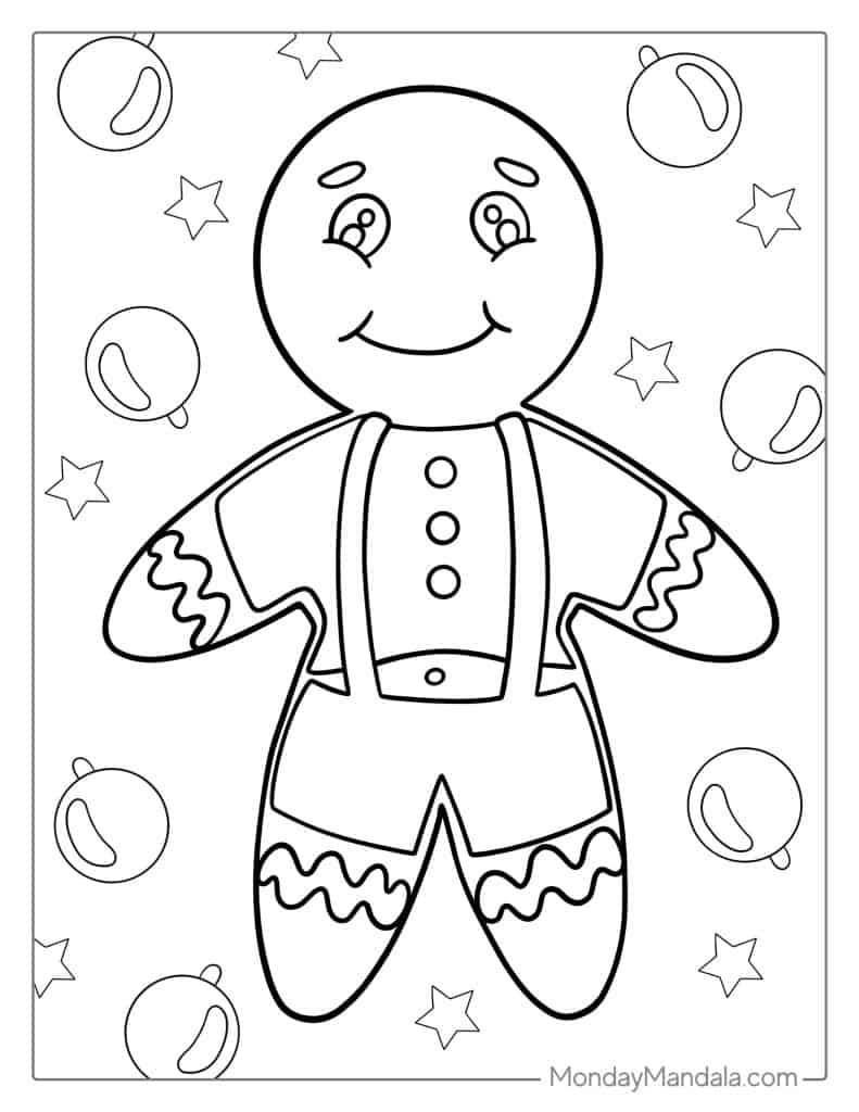 Gingerbread man coloring pages free pdf printables