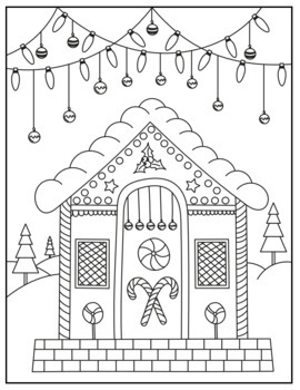 Gingerbread house coloring pages fun winter coloring sheets december activities