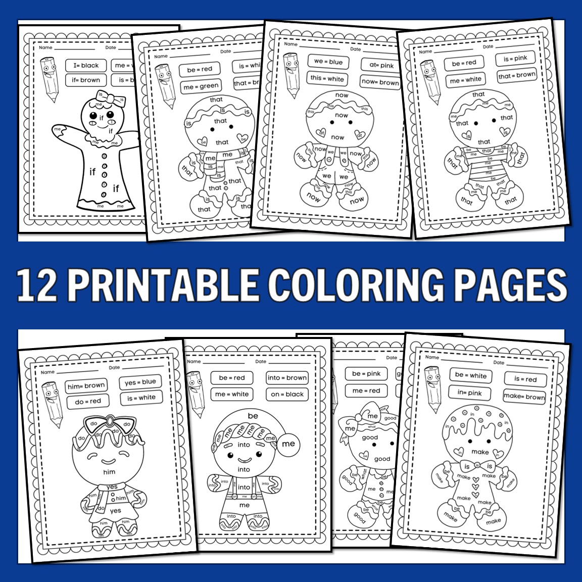 Gingerbread man color by sight word worksheets gingerbread man activities made by teachers