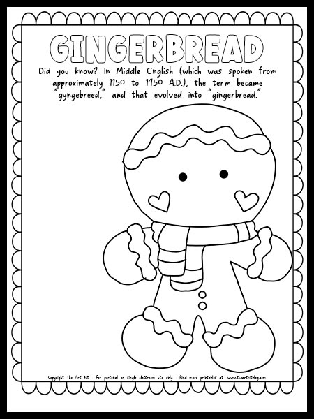 Free printable gingerbread boy coloring page â the art kit