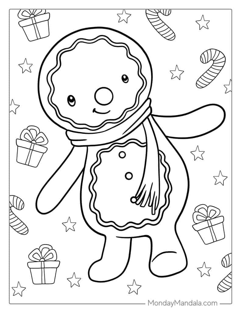 Gingerbread man coloring pages free pdf printables
