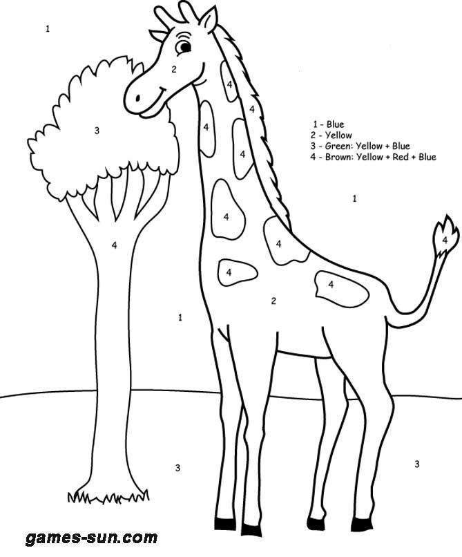 Giraffe coloring by numbers