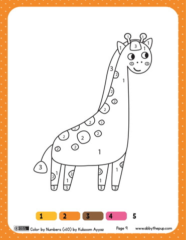 Giraffe color by numbers