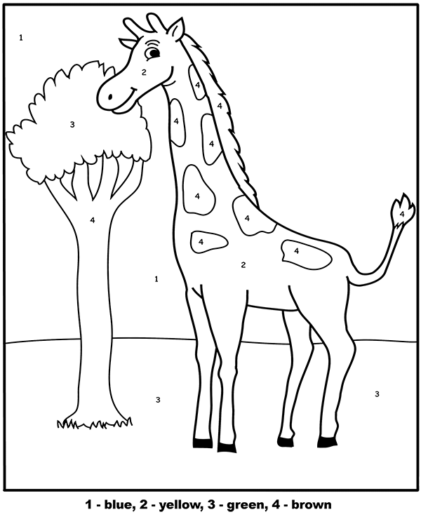 A simple picture of giraffe color by number