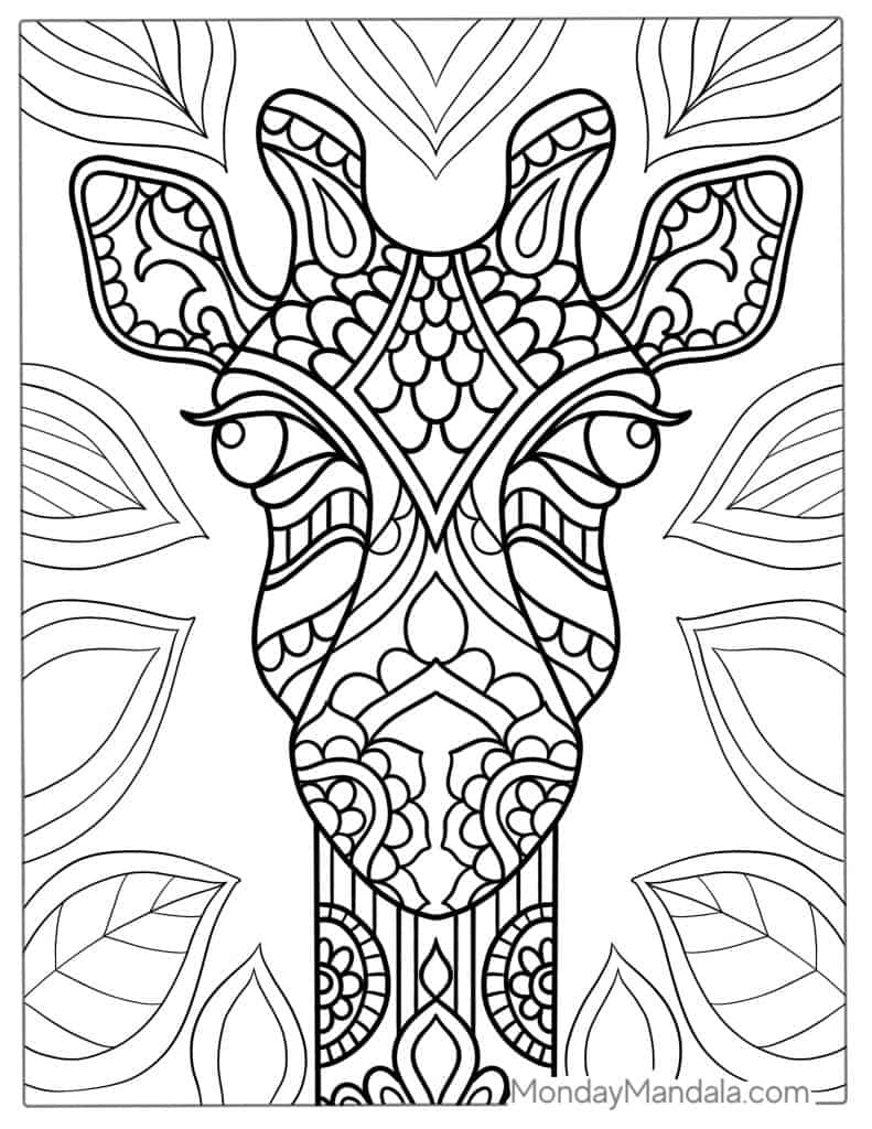 Giraffe coloring pages free pdf printables