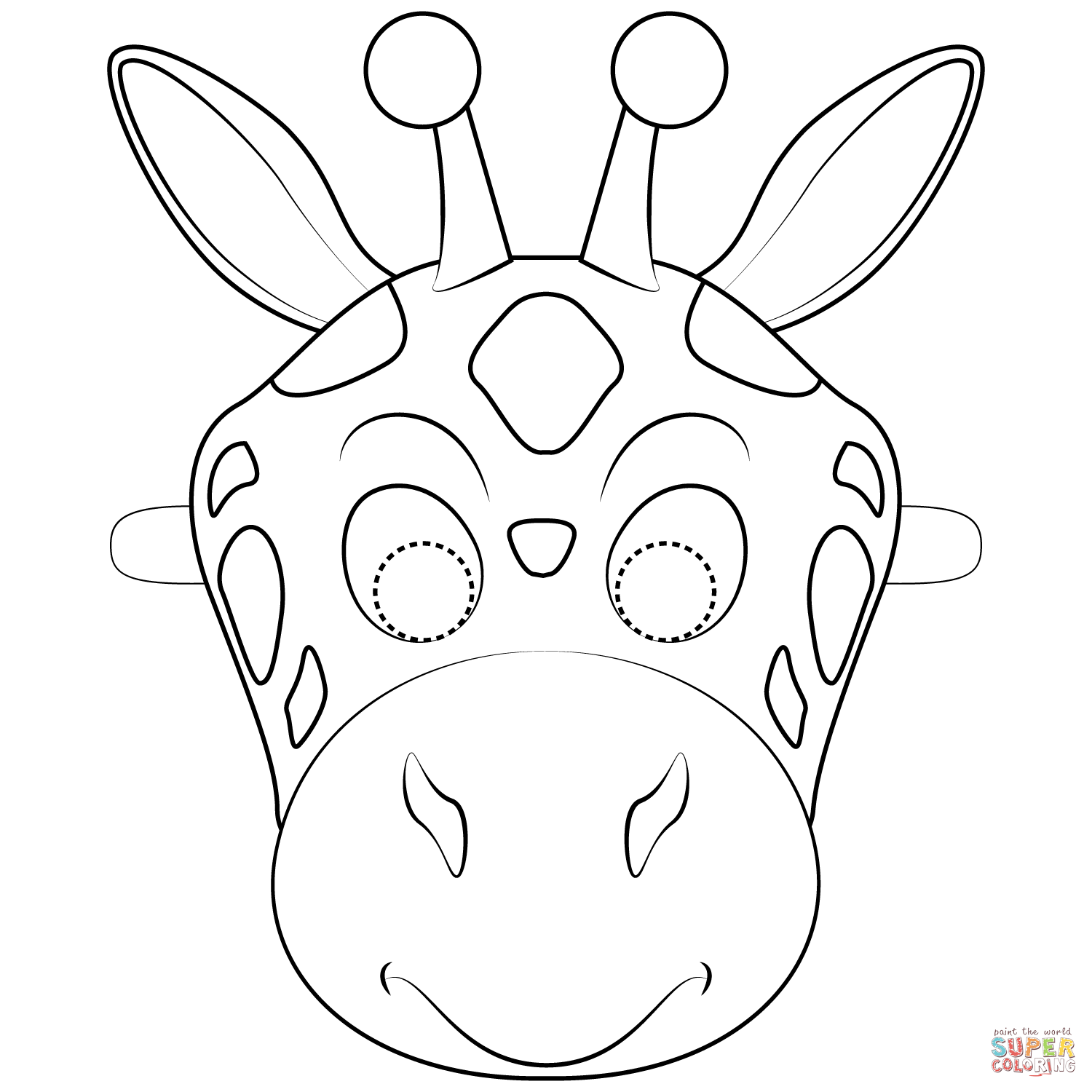 Giraffe mask coloring page free printable coloring pages