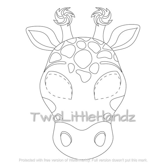Giraffe printable mask animal masks for kids party printable coloring page digital download kids craft printable