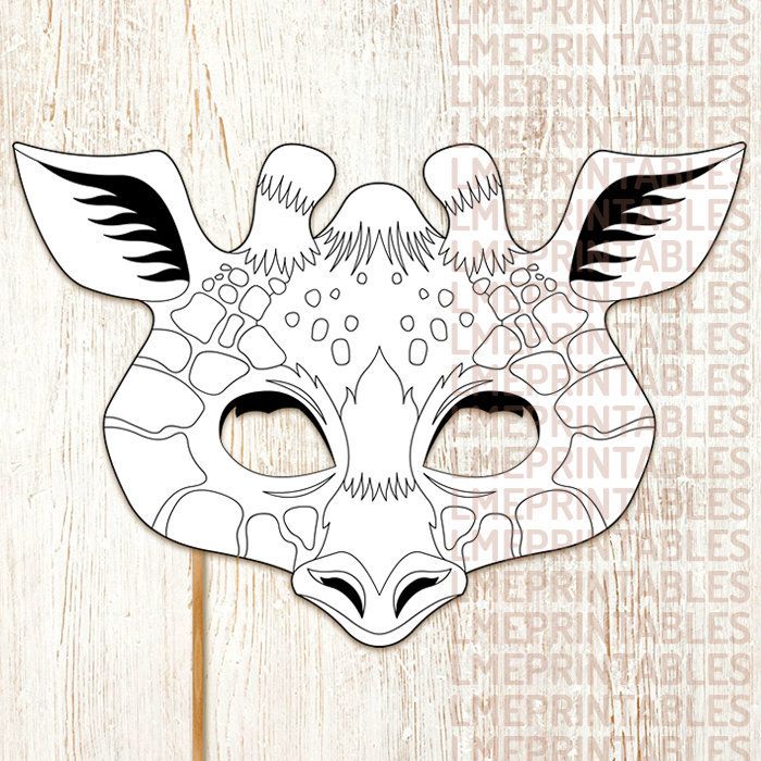 Giraffe coloring mask printable halloween costume diy safari