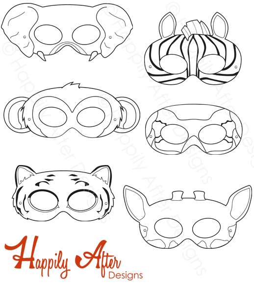 Jungle animals printable coloring masks â happily after designs