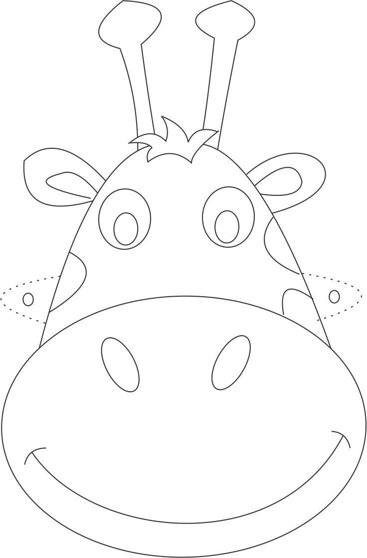 Giraffe mask printable coloring page for kids mãscaras de animais mãscara facial animais livro de colorir