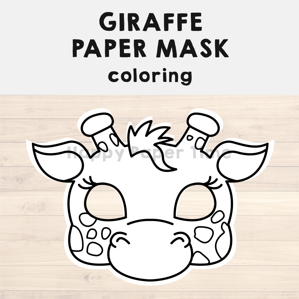 Giraffe paper mask printable african animal coloring craft activity costume made by teachers