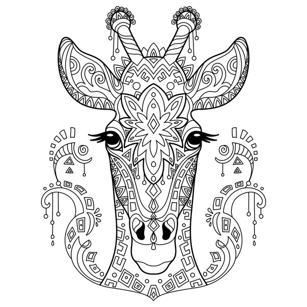 Adult coloring pages giraffe over royalty