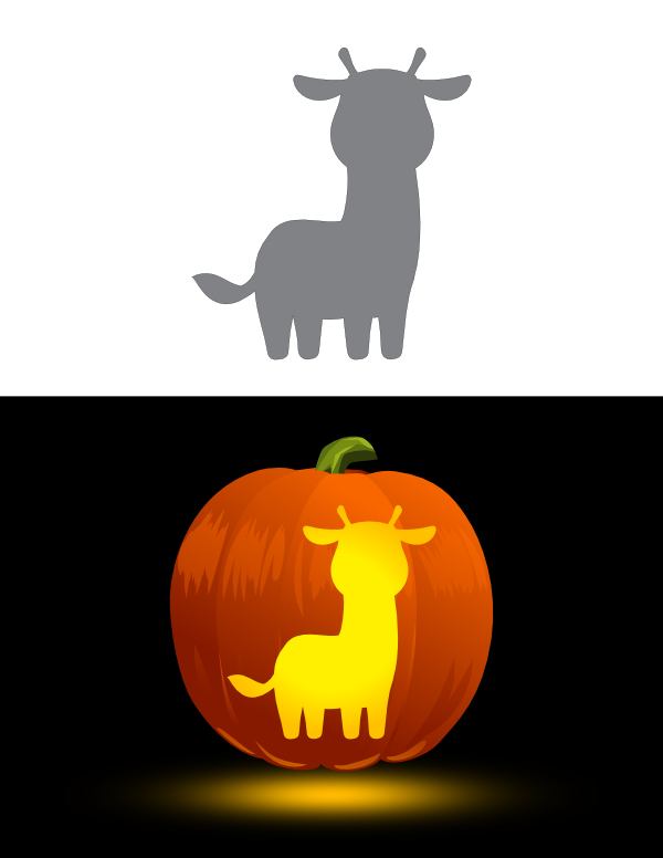 Printable adorable giraffe pumpkin stencil