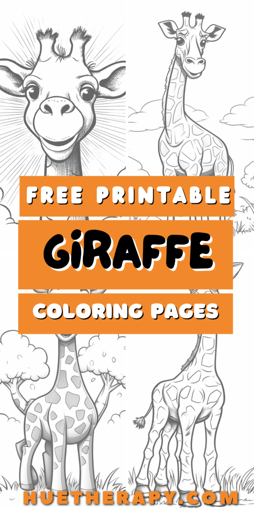 Giraffe coloring pages hue therapy