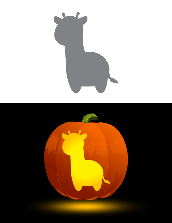 Printable easy cute giraffe pumpkin stencil