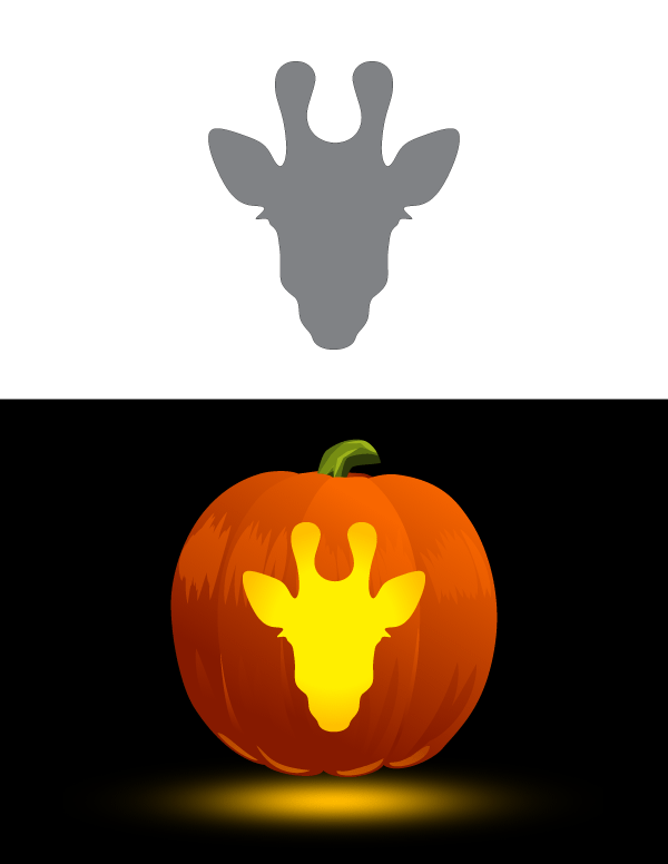 Printable giraffe head pumpkin stencil