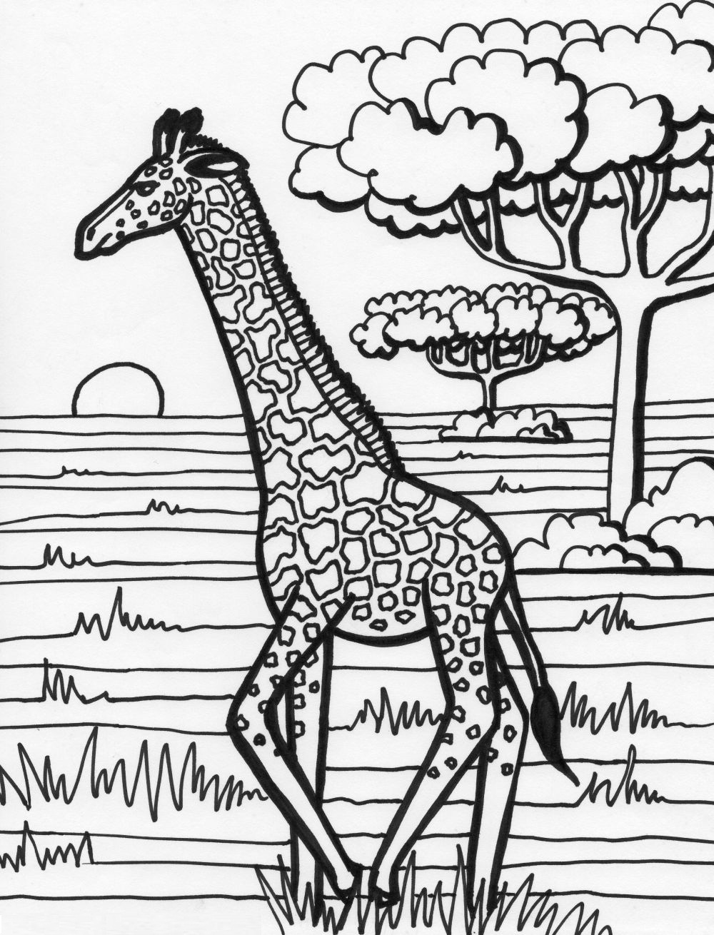 Free printable giraffe coloring pages for kids