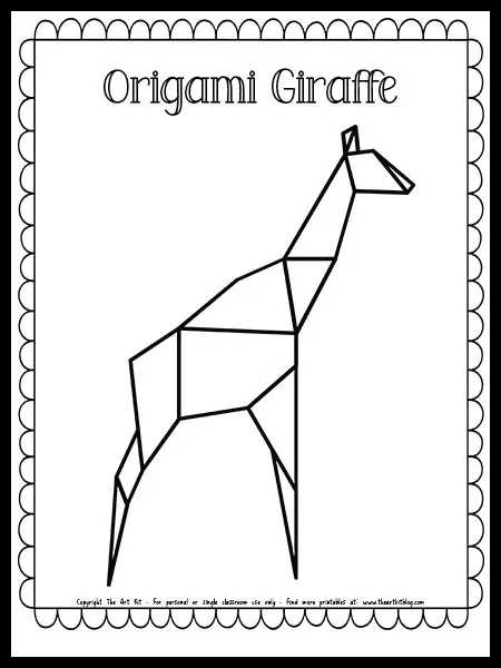 Origami giraffe coloring page free printable â the art kit