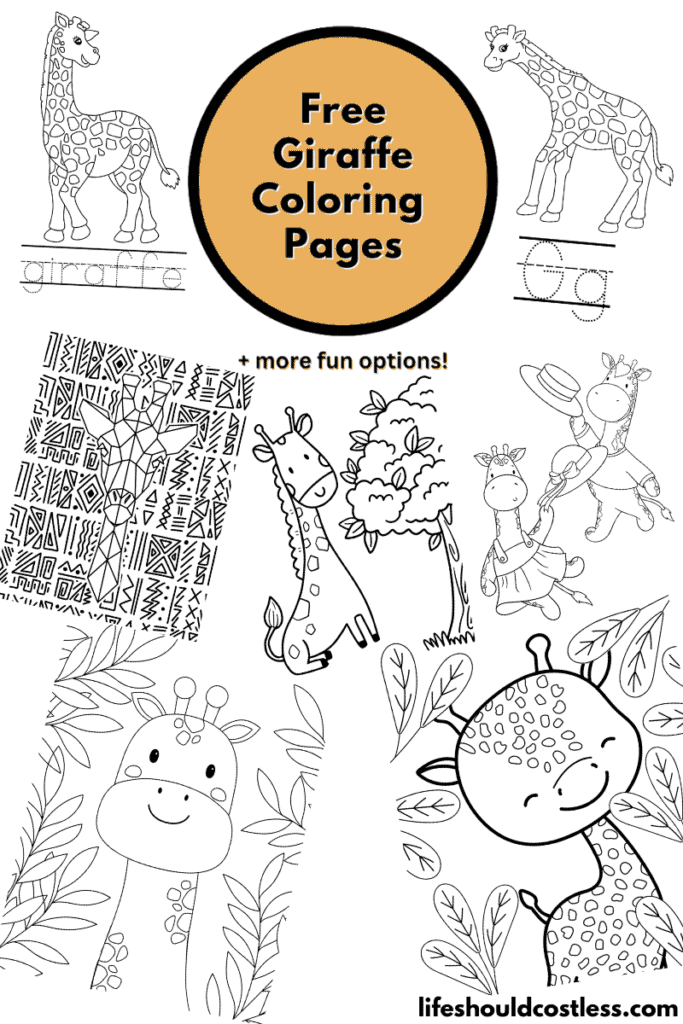 Giraffe coloring pages free printable pdf templates