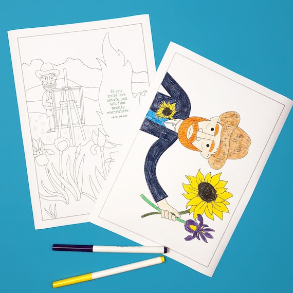 Vincent van gogh colouring pages printable coloring