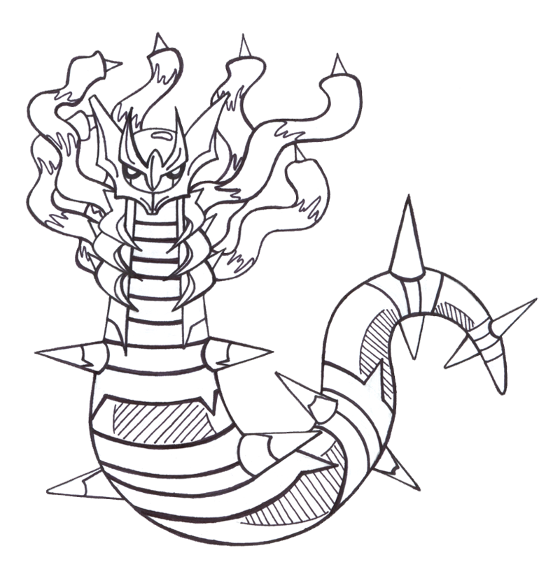 Giratina origin form lineart by kurostarsunny on