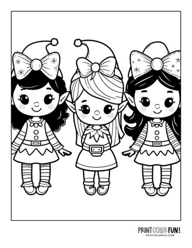Cute christmas elves santas elves clipart coloring pages direct from the north pole at