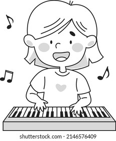 Girl plays piano coloring book åºåçéåïå ççï