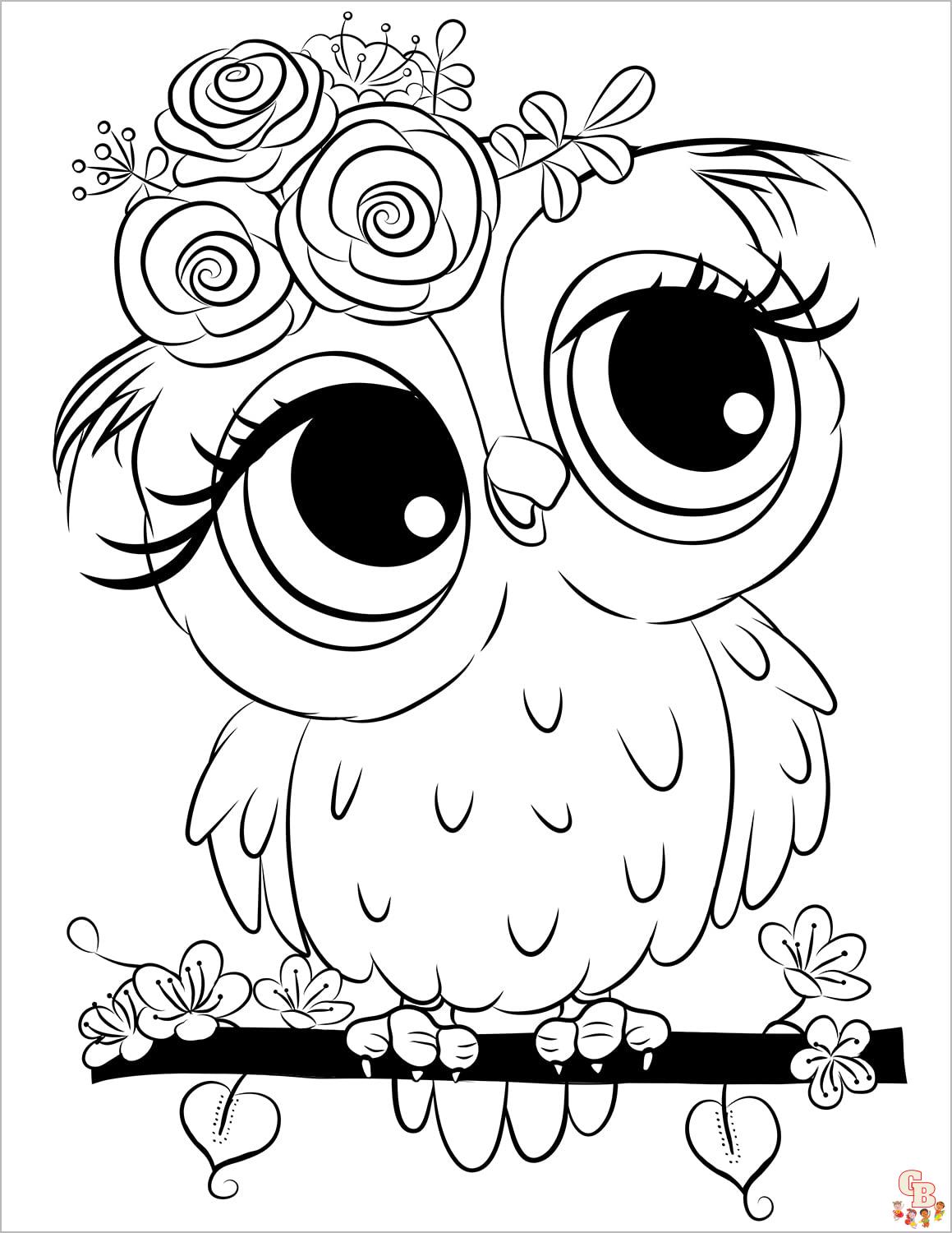 Cute owl coloring pages
