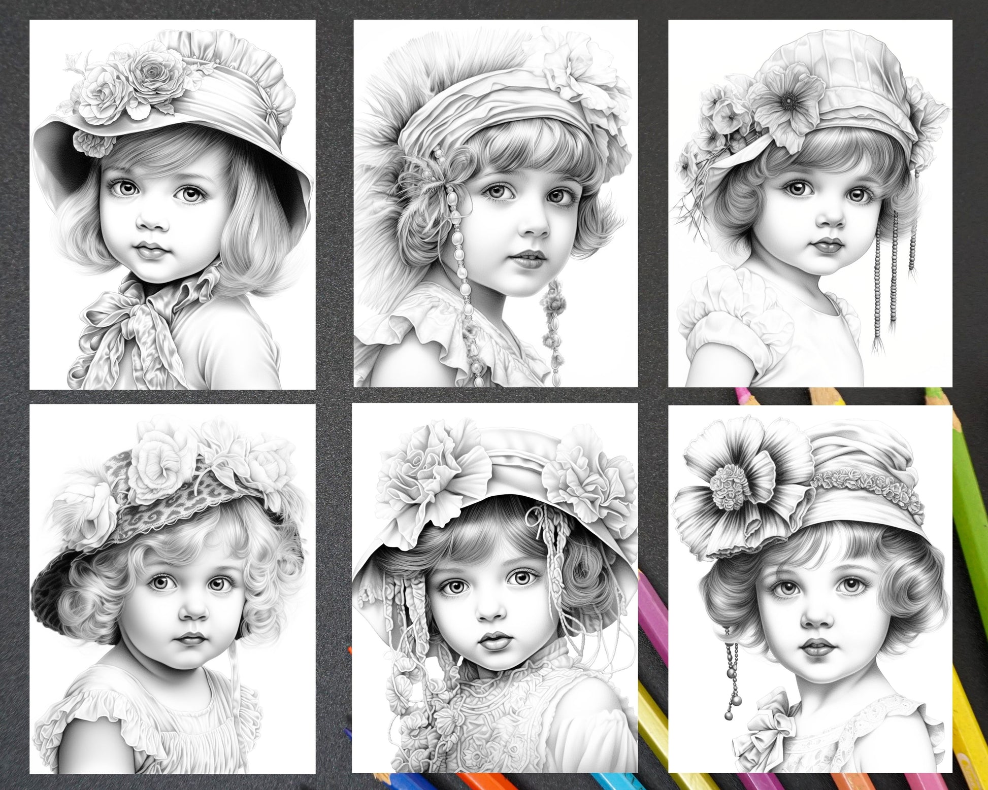 Vintage flapper baby girls grayscale coloring pages for adults pri â coloring