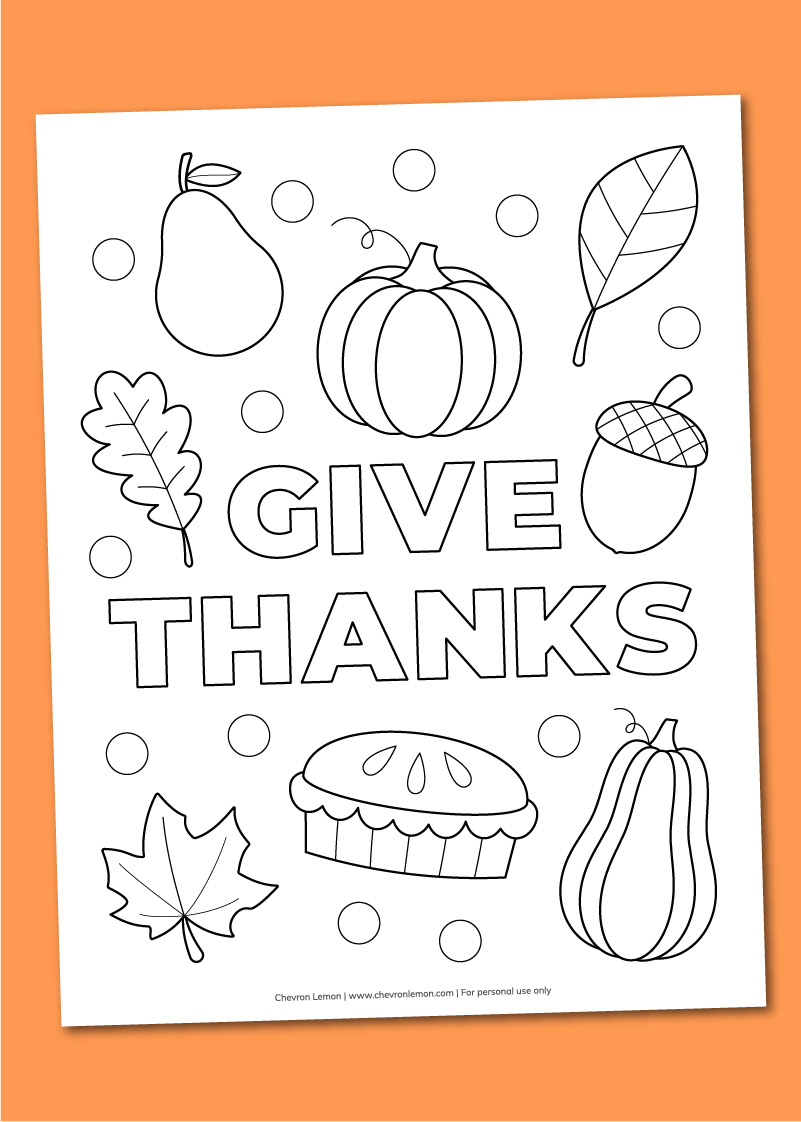 Printable give thanks coloring page