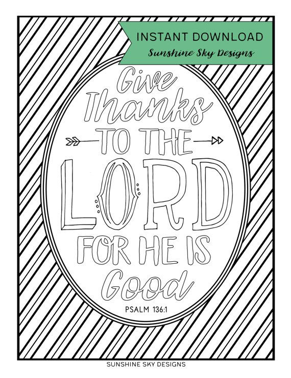 Give thanks coloring page psalm printable coloring