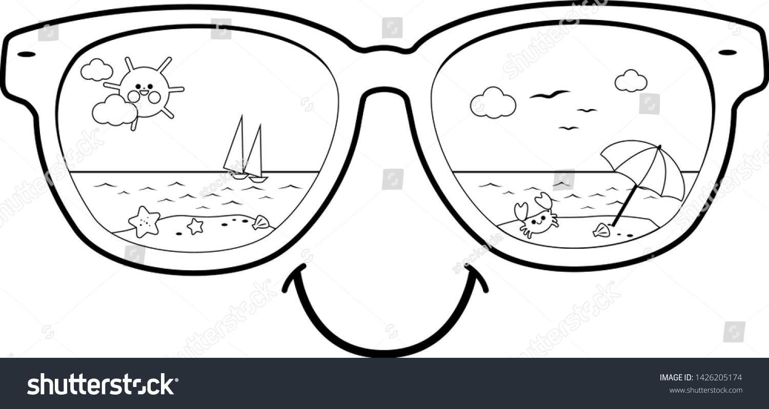 Summer beach scene reflected sunglasses vector stock vector royalty free