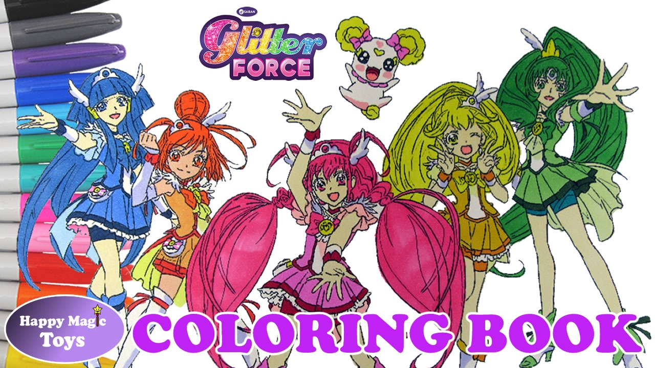 Coloring book glitter force all members plus candy happy magic toys