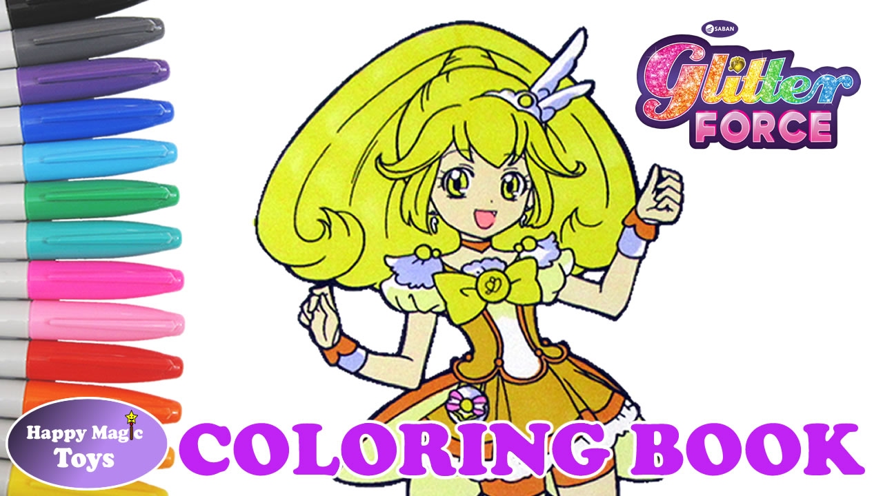 Coloring book glitter force sile precure glitter peace happy agic toys