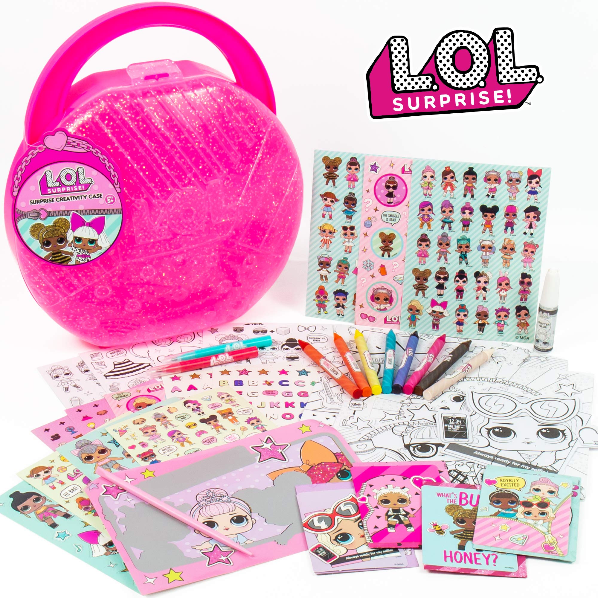 Lol surprise creativity case by horizon group usacreate play storediy activity case including paper dollscoloring pages makerscrayonsglitter gluescratch artstickers morehot pink video games