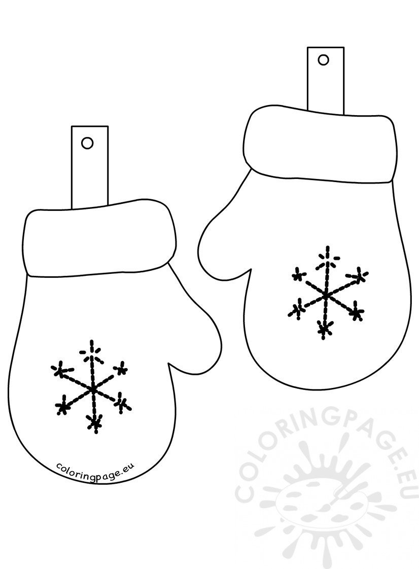 Winter coloring page glove garland coloring page