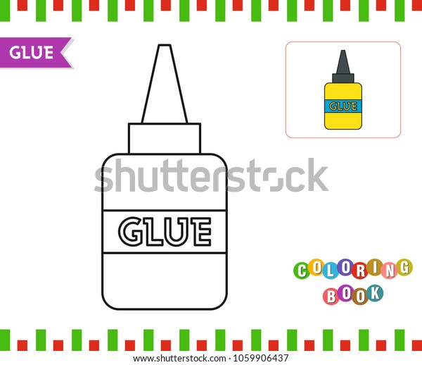 Glue coloring page kids line art stock vector royalty free