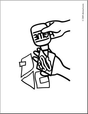 Clip art basic words glue coloring page i