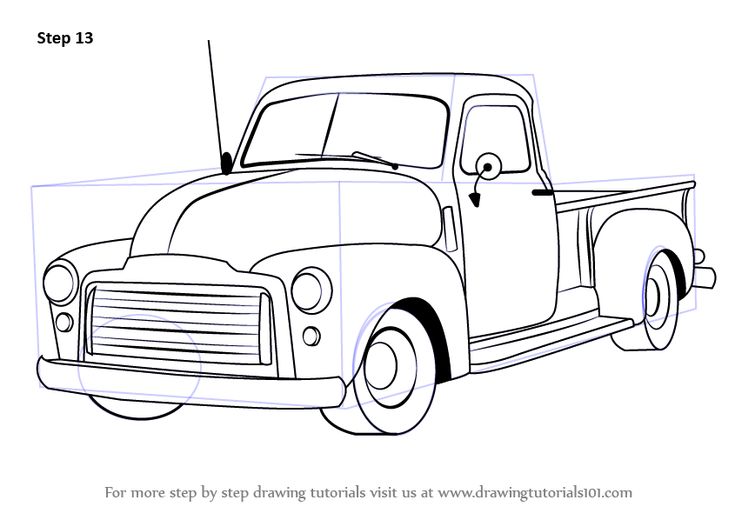 Learn how to draw a gmc pickup truck trucks step by step drawing tutorials truck coloring pages gmc pickup trucks pickup trucks