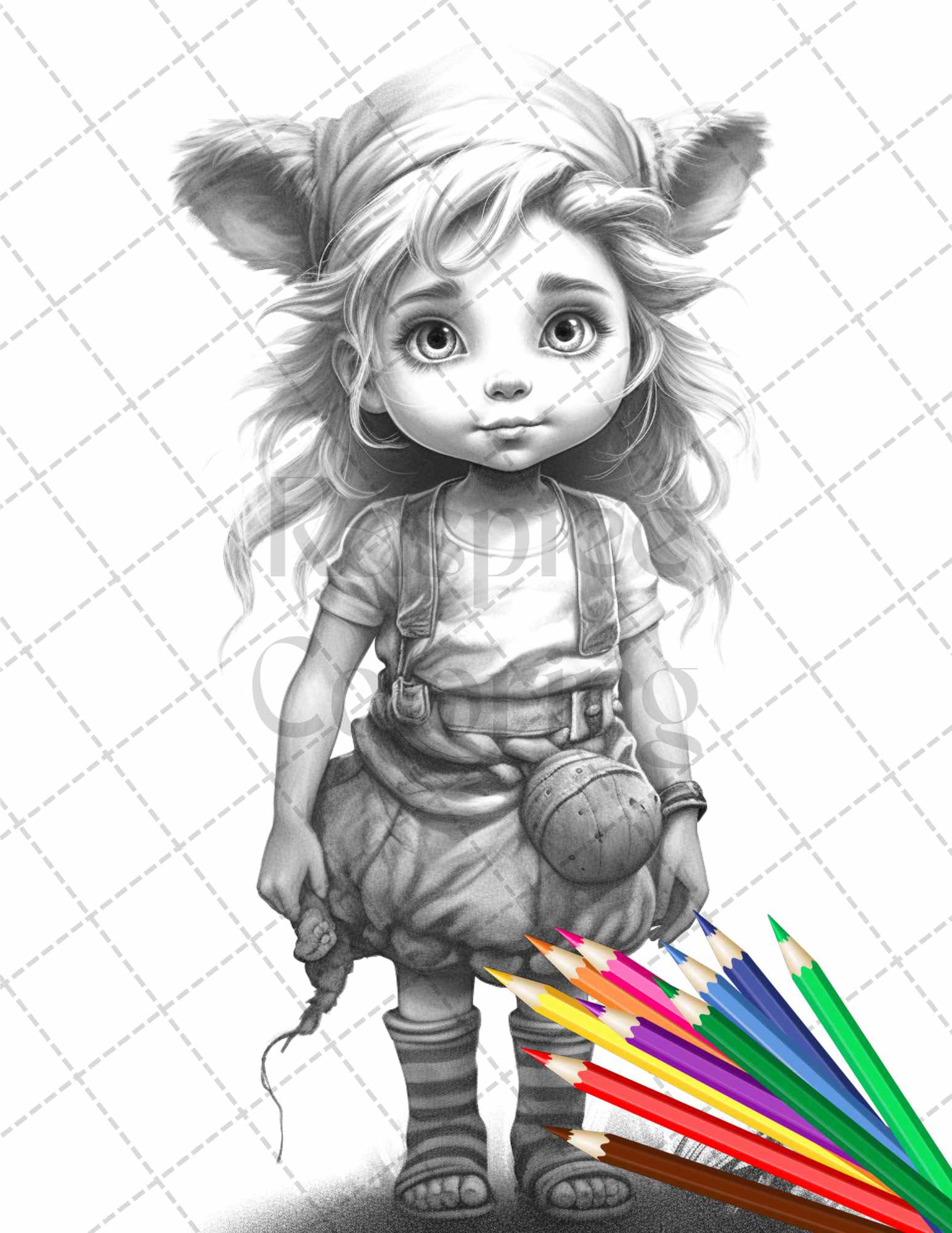 Adorable gnome girls grayscale coloring pages printable for adults â coloring