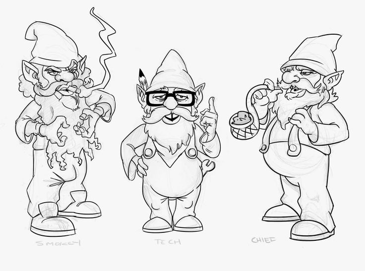 Simple gnome drawing bunch of gnomes concepts i put together for an animation pitch drawings chinese drawings black and white drawing