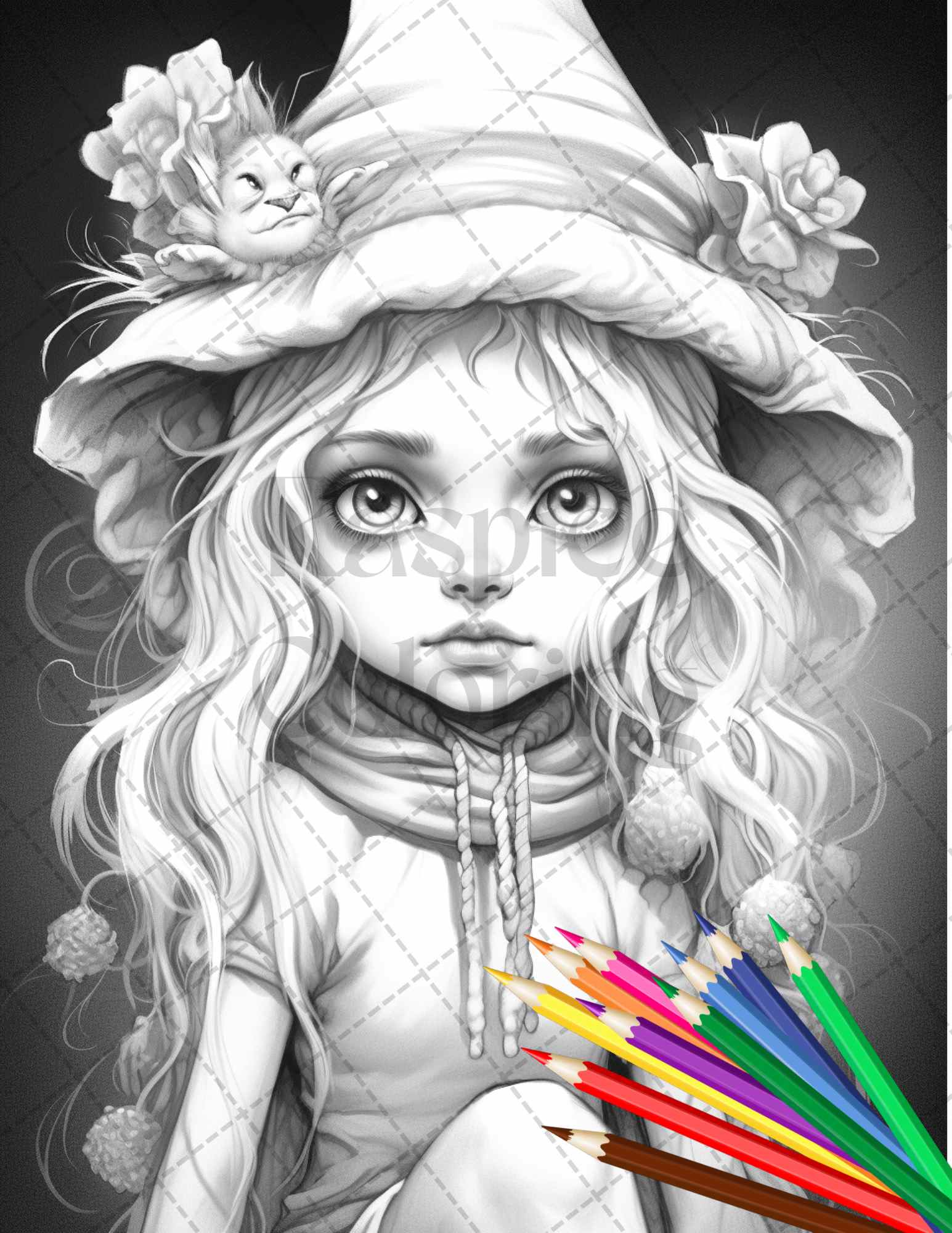 Adorable gnome girls grayscale coloring pages printable for adults â coloring