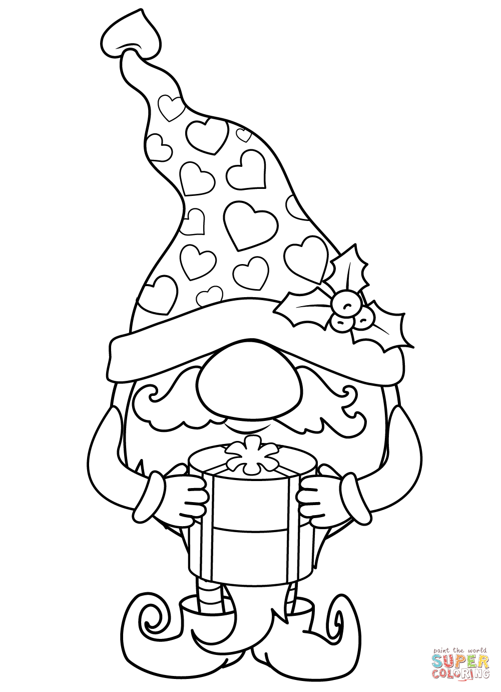 Christmas gnome coloring page free printable coloring pages