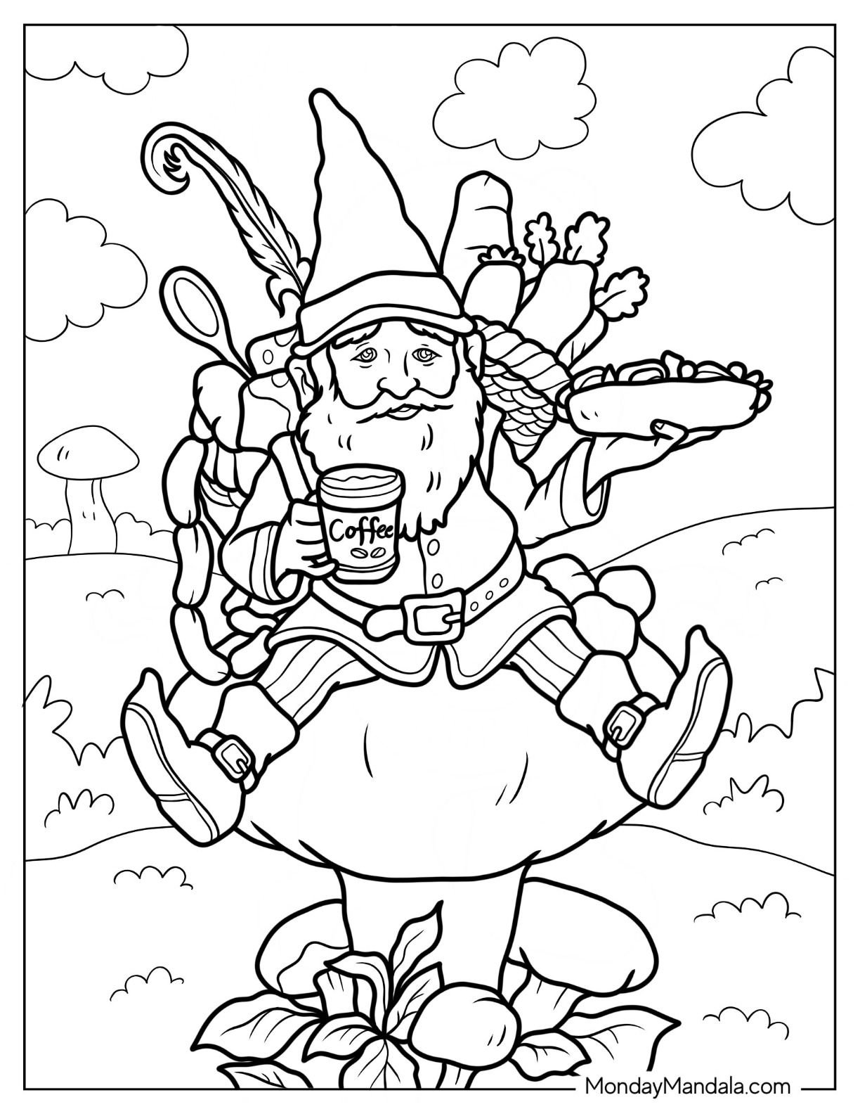 Gnome coloring pages free pdf printables