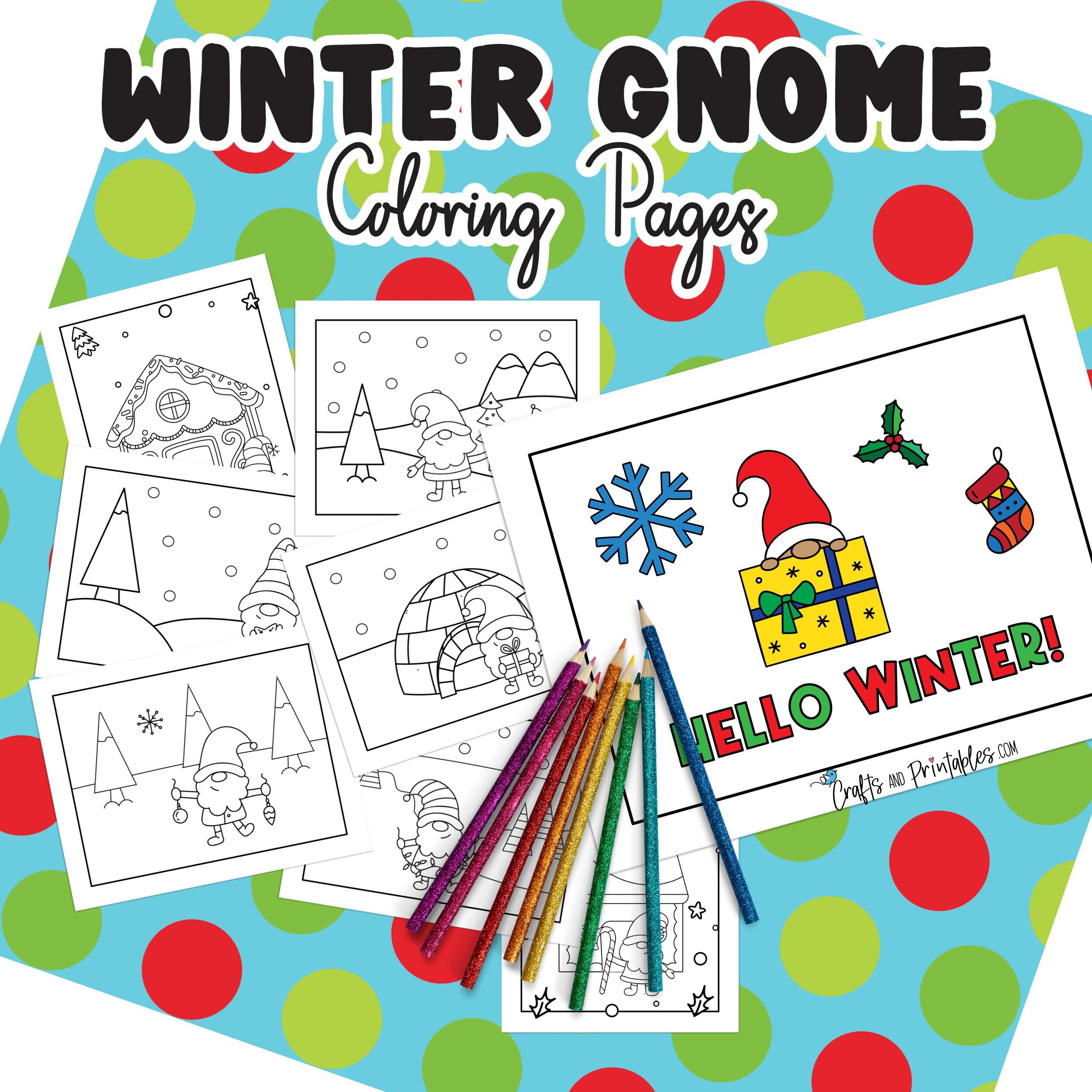 Winter gnomes coloring pages printable coloring book