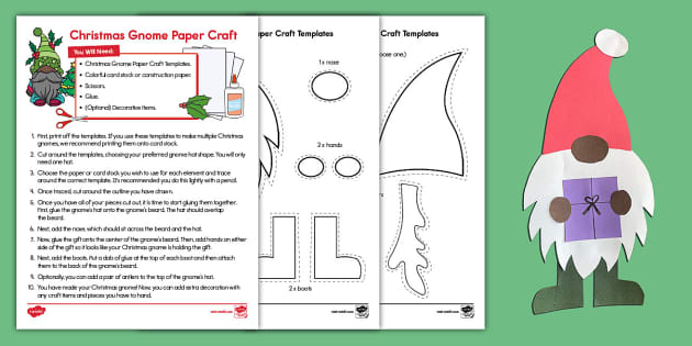 Christmas gnome paper craft teacher made