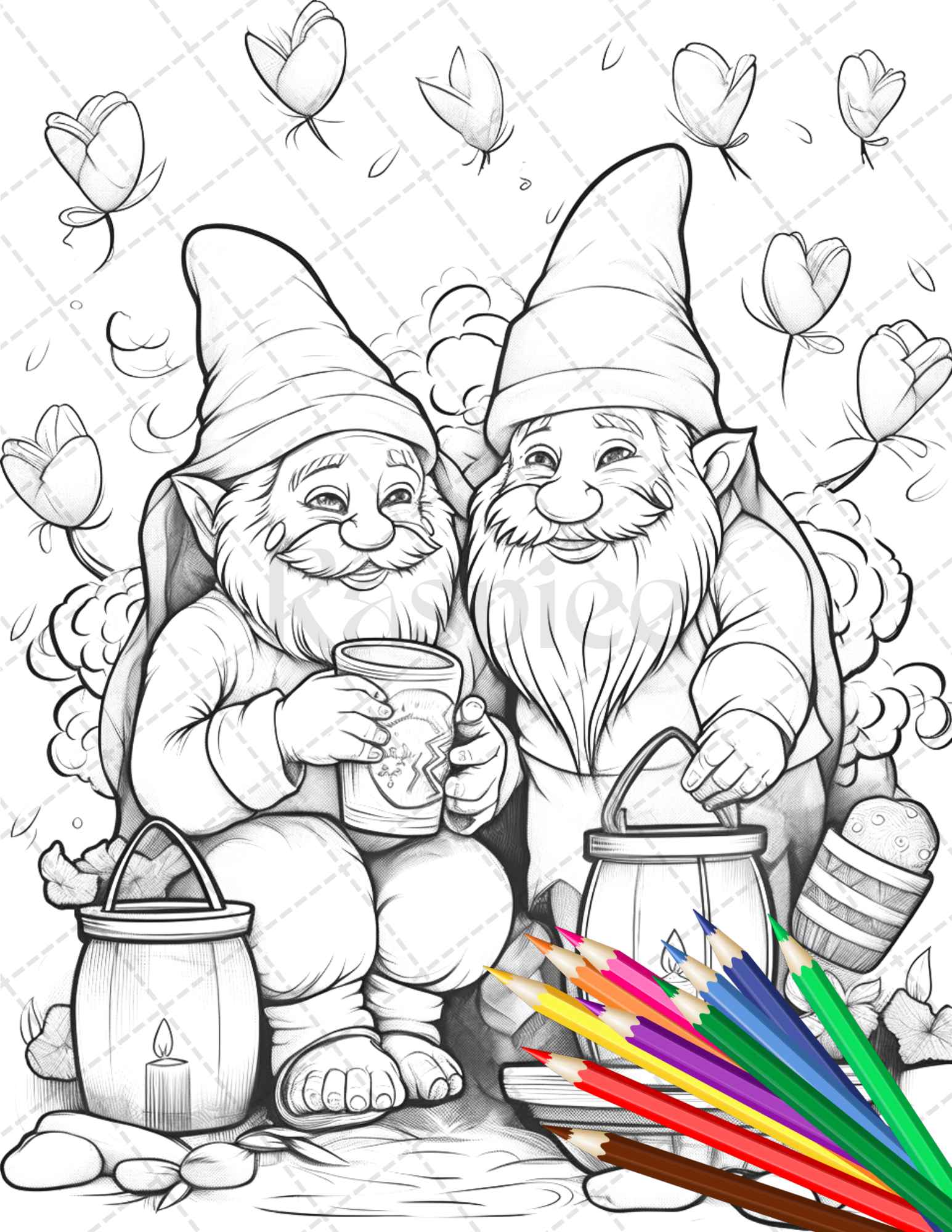 Gnome love coloring pages printable for adults grayscale coloring â coloring